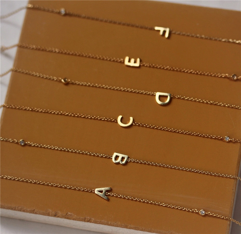 Initial &amp; Stone Necklace Silver/Gold [Pre-order Item]