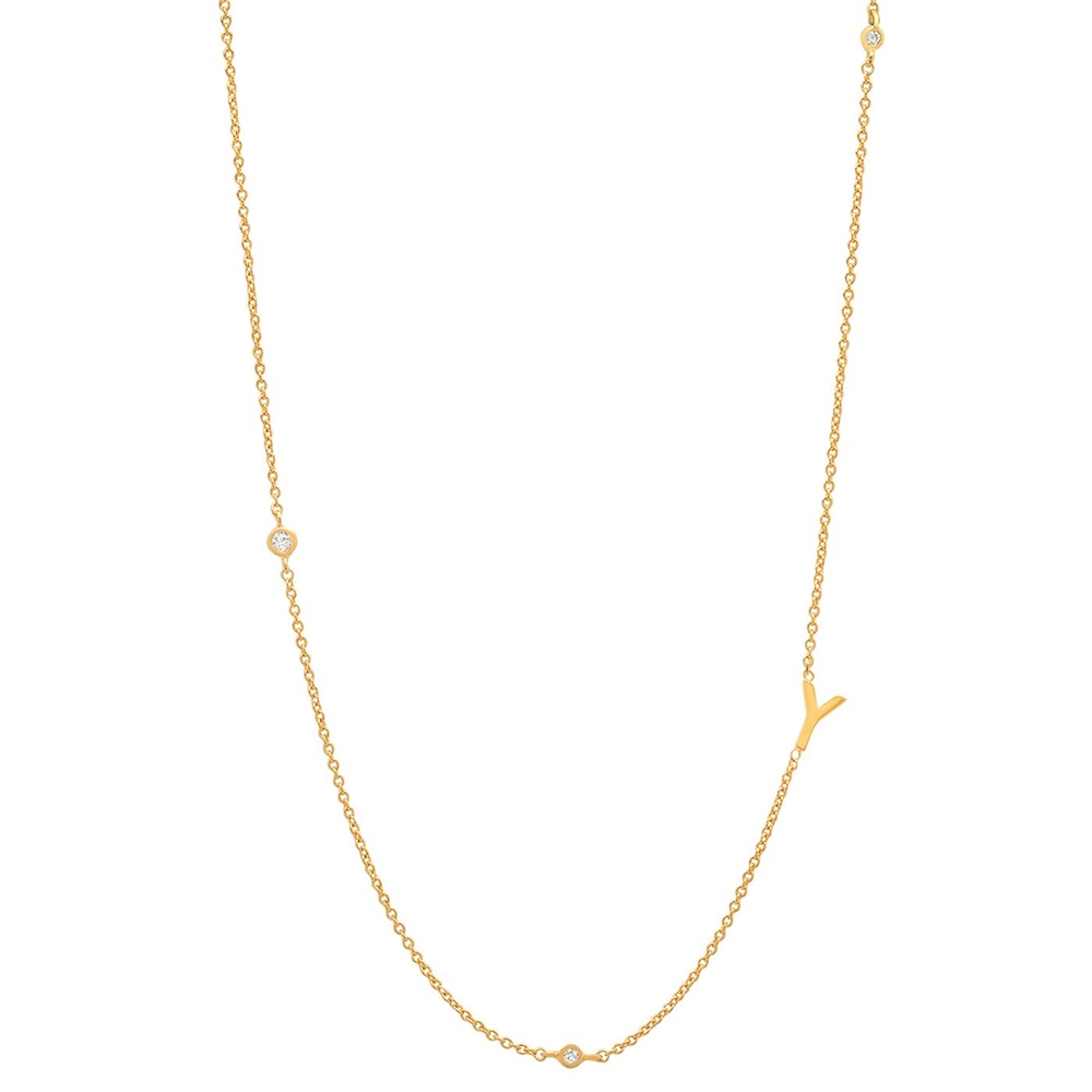 Initial &amp; Stone Necklace Silver/Gold [Pre-order Item]