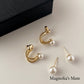 Twin pearl hoop earrings, gold [Fast delivery]