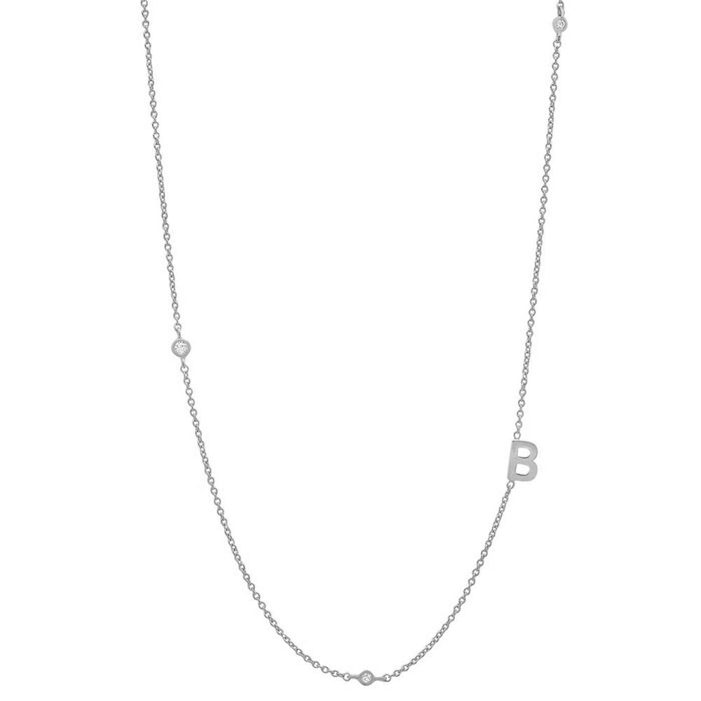 Initial &amp; Stone Necklace Silver/Gold [Pre-order Item]