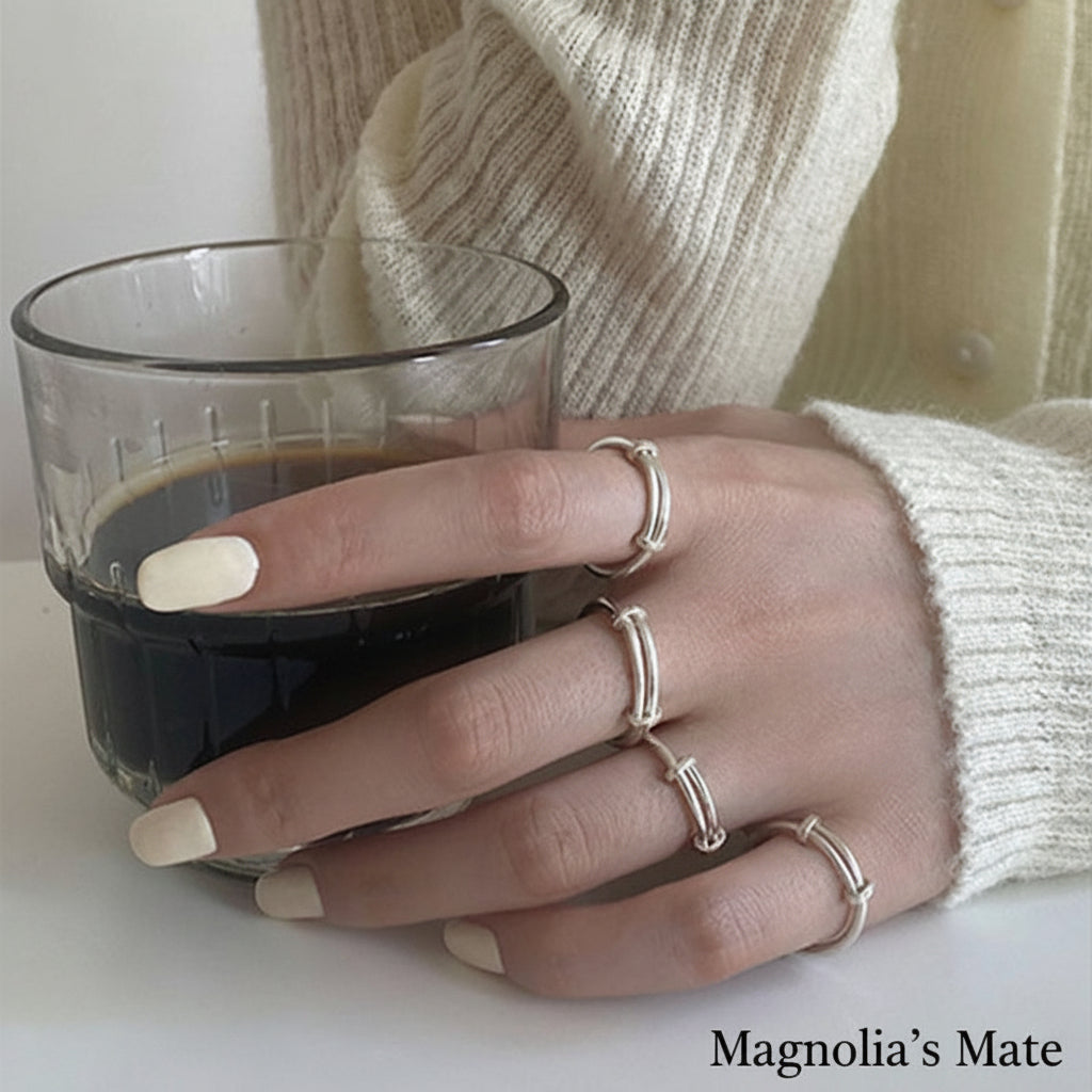 Double line design silver ring [Fast delivery]