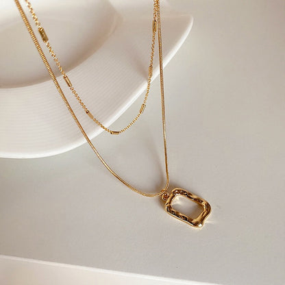 Square Layer Necklace 2P Set Gold/Silver [Fast Shipping]
