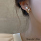 Twin pearl hoop earrings, gold [Fast delivery]