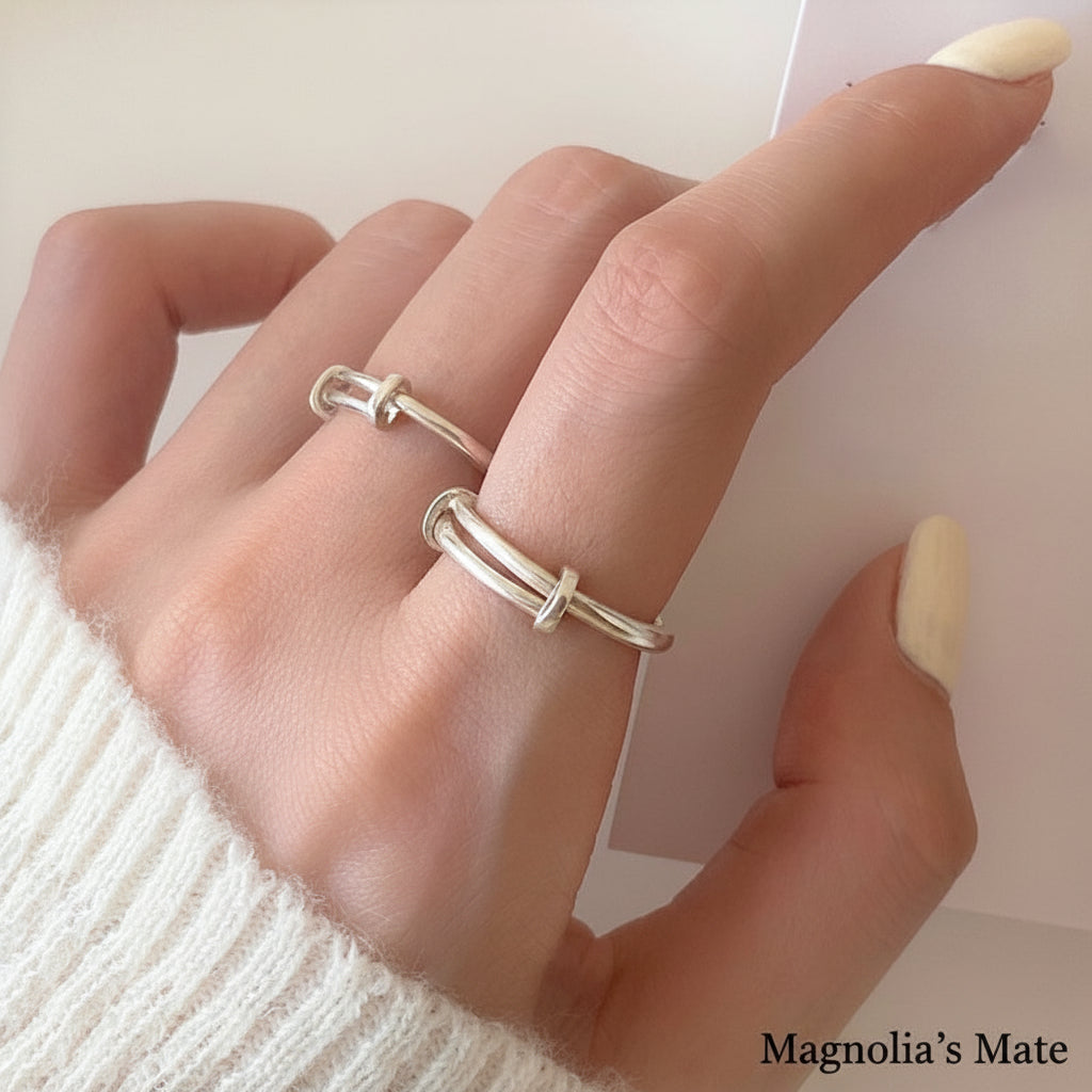 Double line design silver ring [Fast delivery]