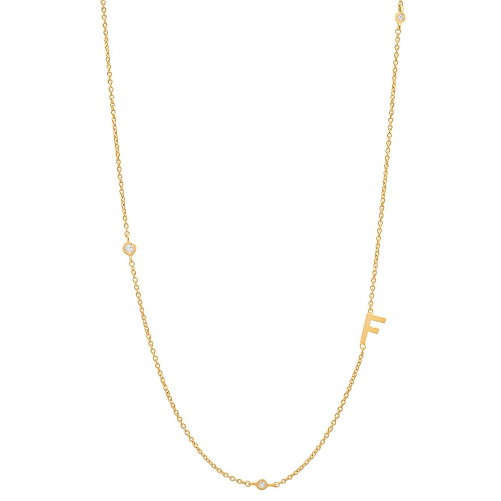 Initial &amp; Stone Necklace Silver/Gold [Pre-order Item]