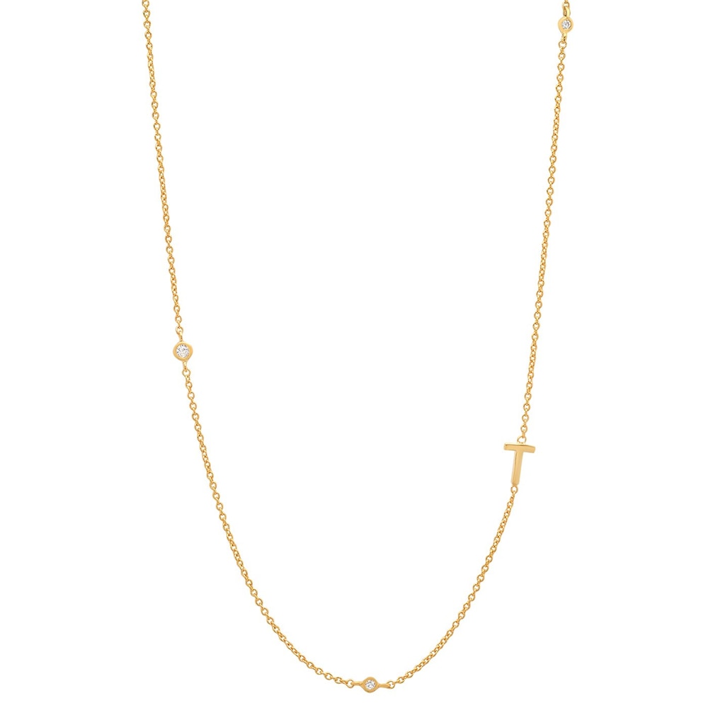 Initial &amp; Stone Necklace Silver/Gold [Pre-order Item]