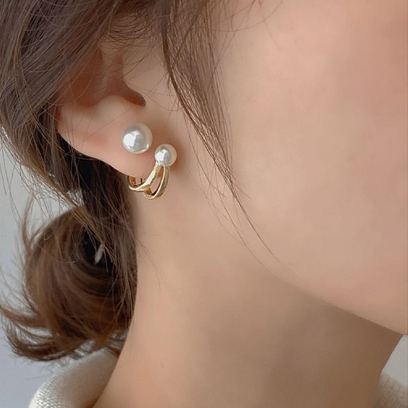 ツインパール　フープピアス　ゴールド　【スピード配送】　