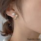 Twin pearl hoop earrings, gold [Fast delivery]