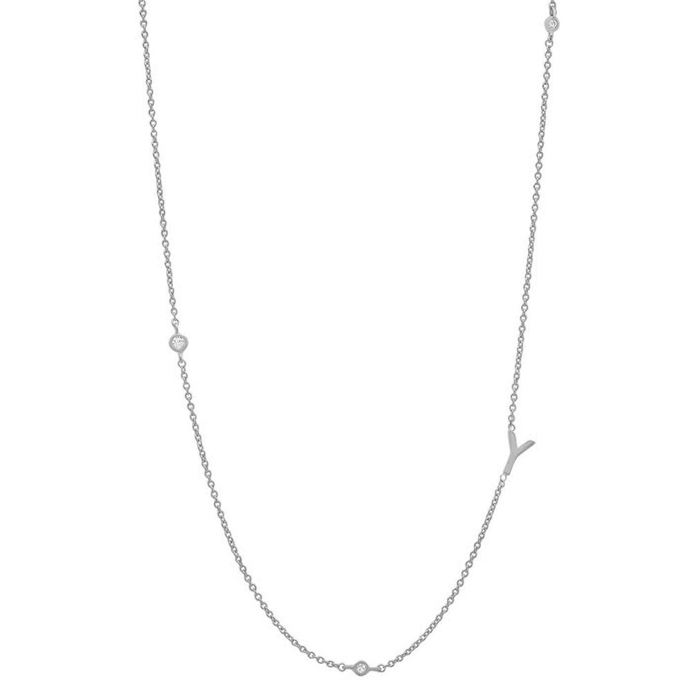 Initial &amp; Stone Necklace Silver/Gold [Pre-order Item]
