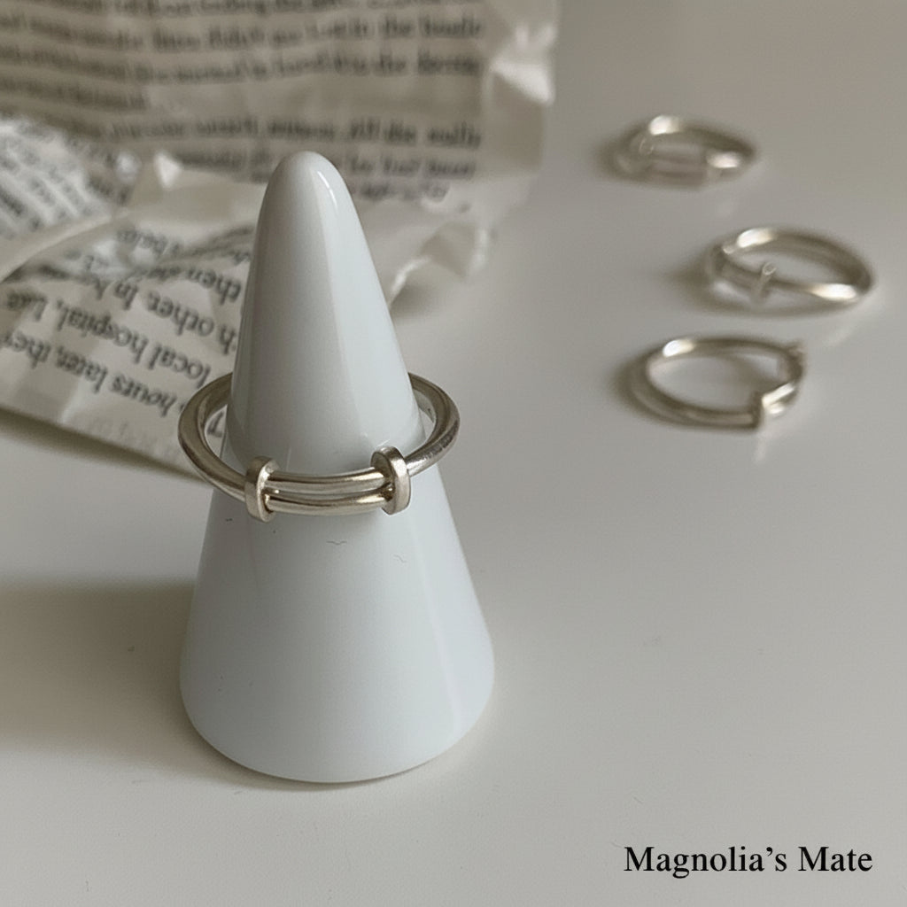 Double line design silver ring [Fast delivery]