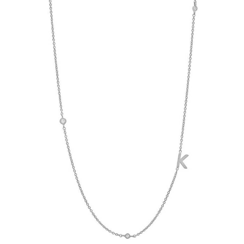 Initial &amp; Stone Necklace Silver/Gold [Pre-order Item]