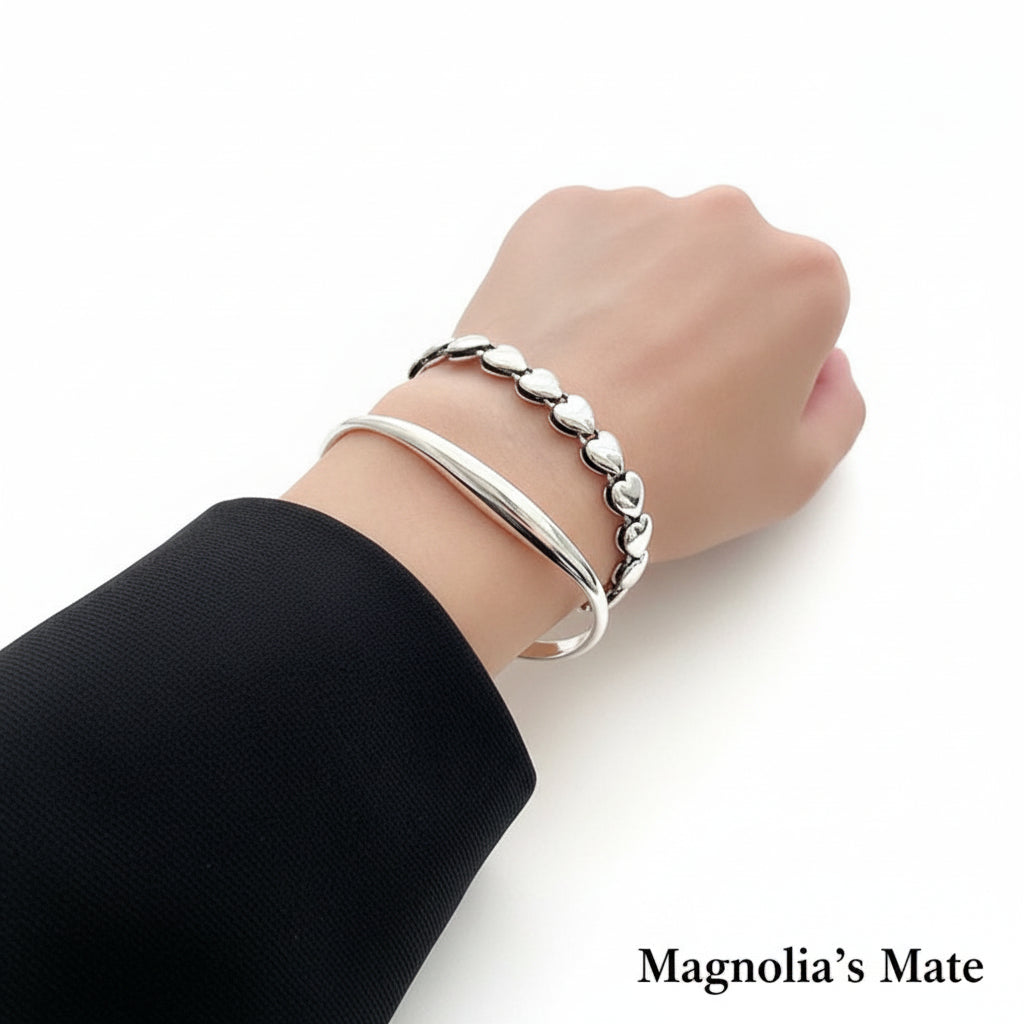 両面ハートブレスレット　シルバー　【予約商品】