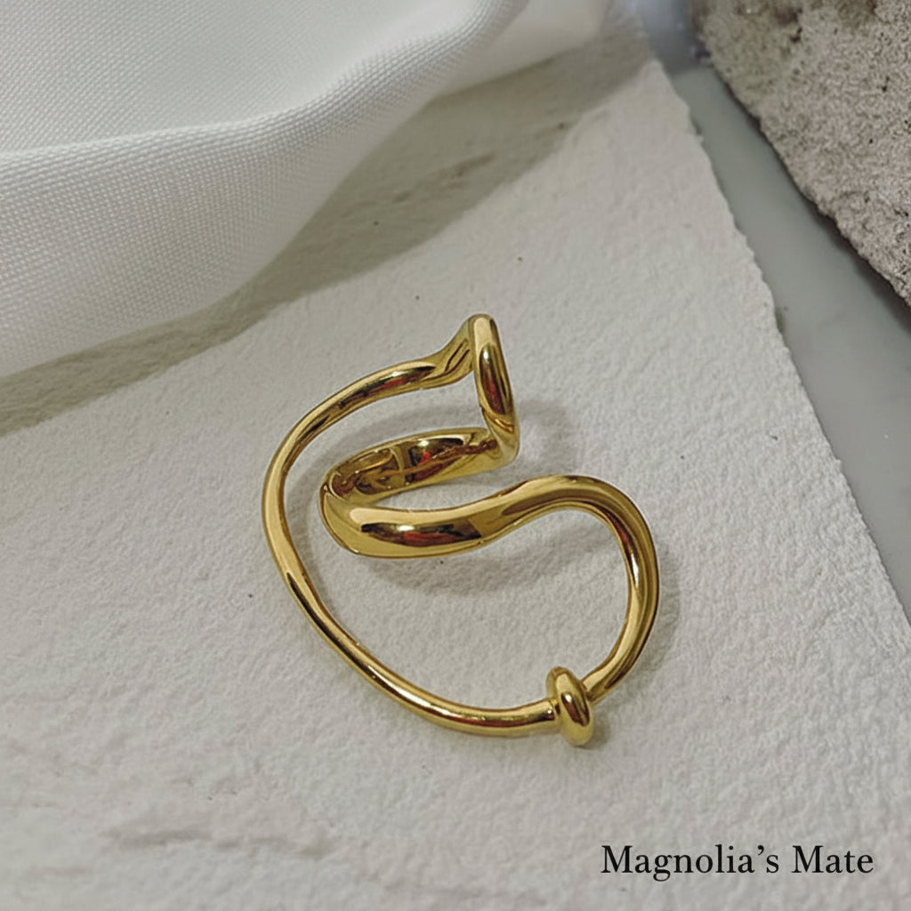 Snake Curve Ring Gold/Silver [Fast Shipping]