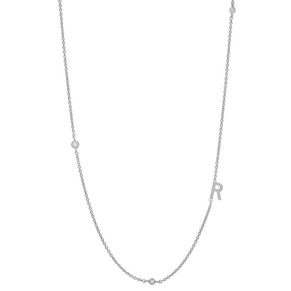 Initial &amp; Stone Necklace Silver/Gold [Pre-order Item]