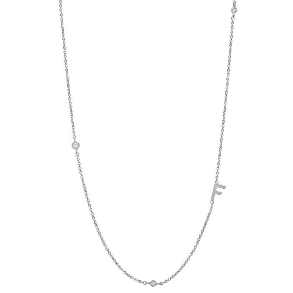 Initial &amp; Stone Necklace Silver/Gold [Pre-order Item]