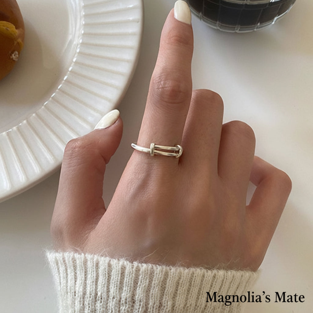 Double line design silver ring [Fast delivery]