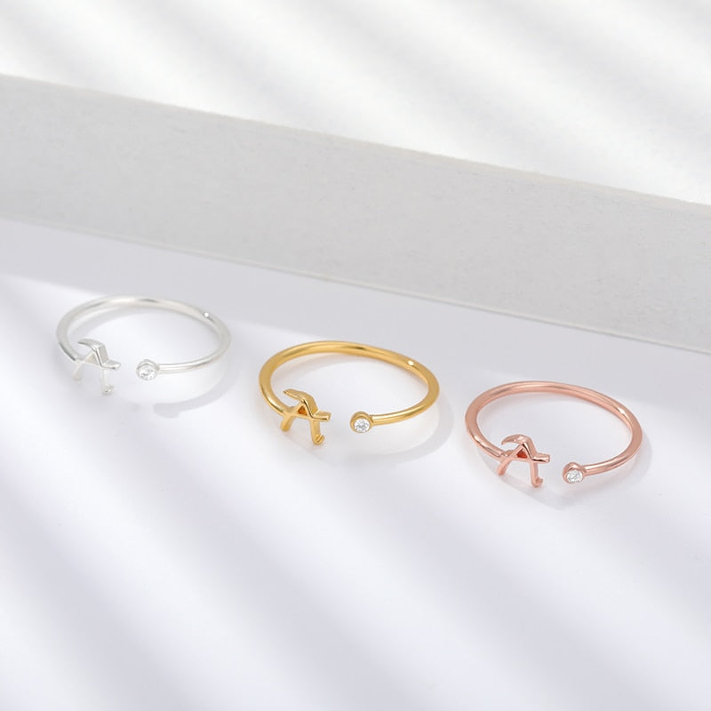 Initial Stone Ring AZ 3 colors [Pre-order item]