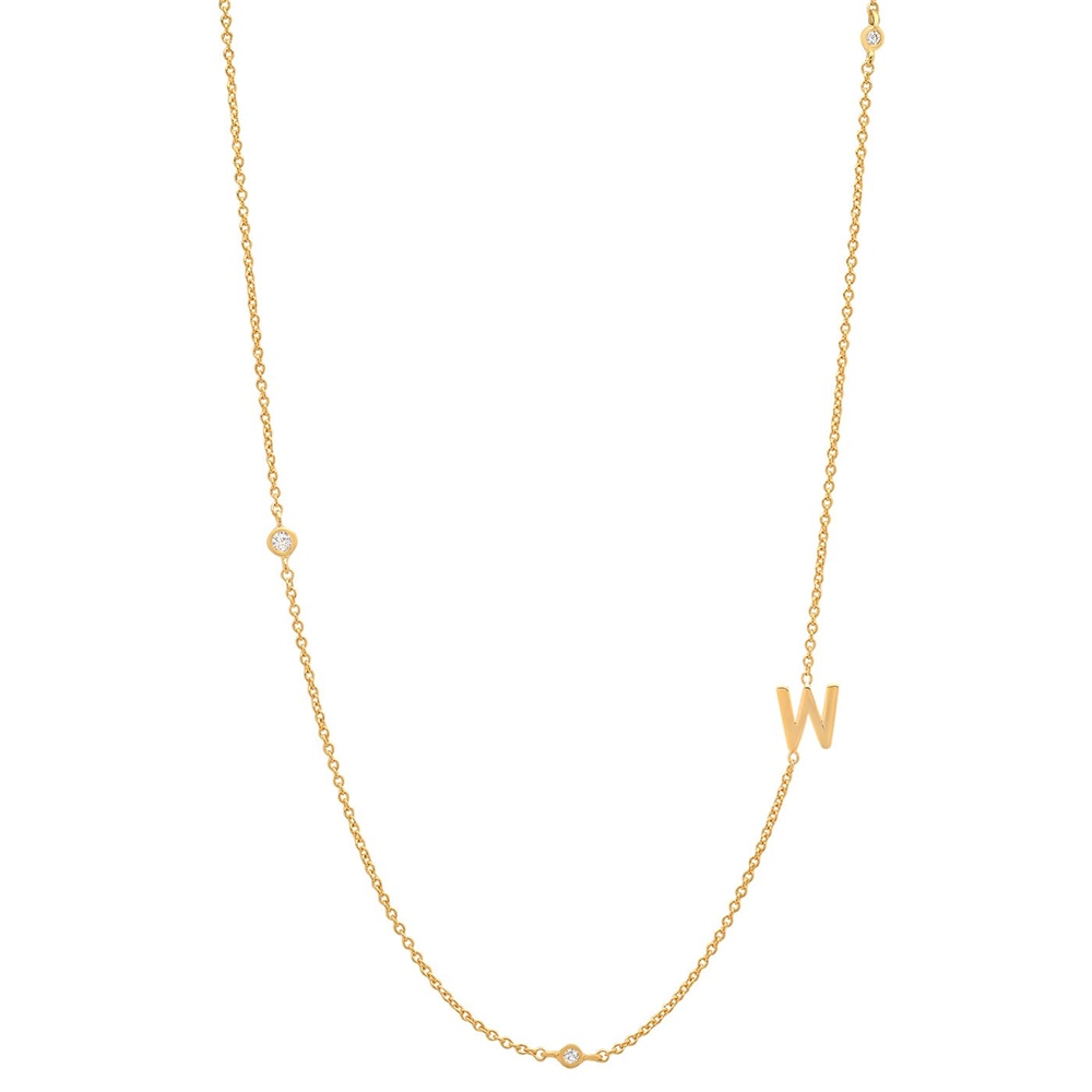 Initial &amp; Stone Necklace Silver/Gold [Pre-order Item]