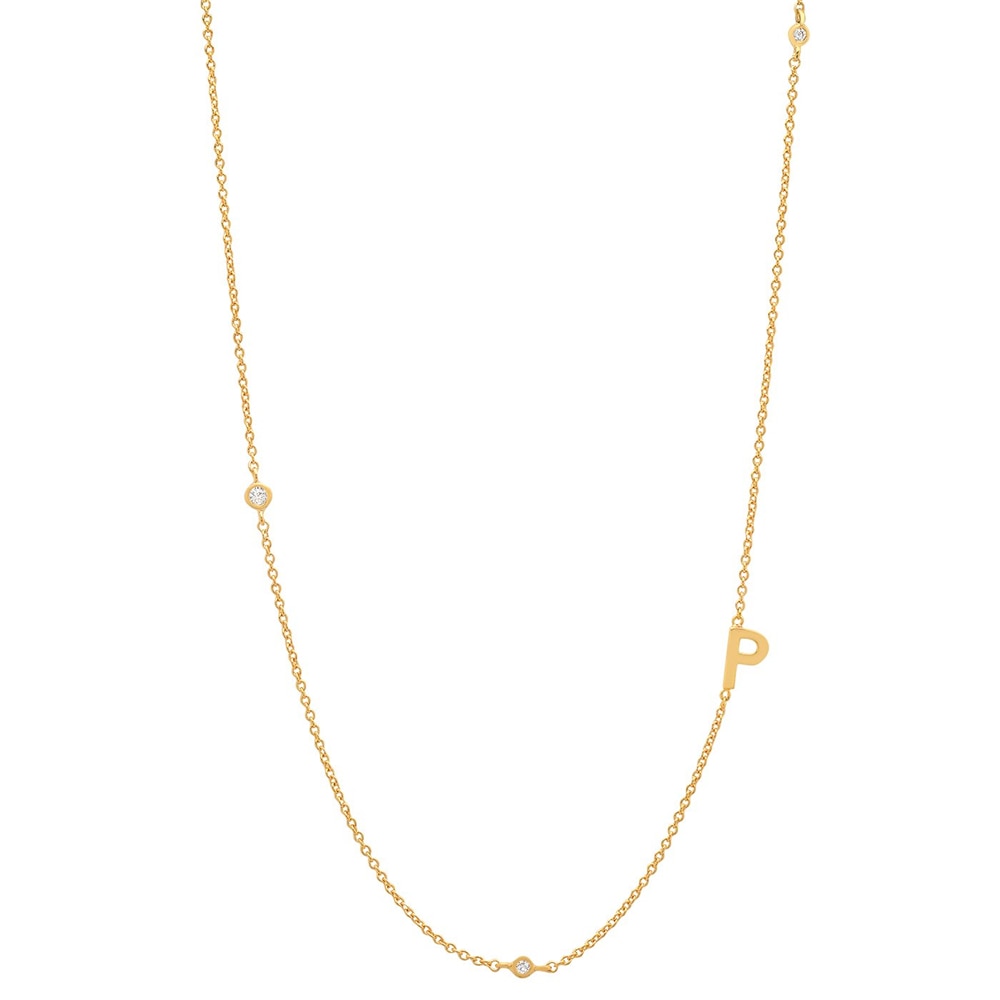 Initial &amp; Stone Necklace Silver/Gold [Pre-order Item]