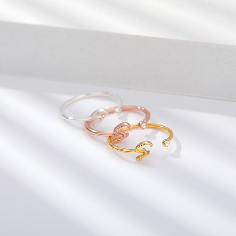 Initial Stone Ring AZ 3 colors [Pre-order item]
