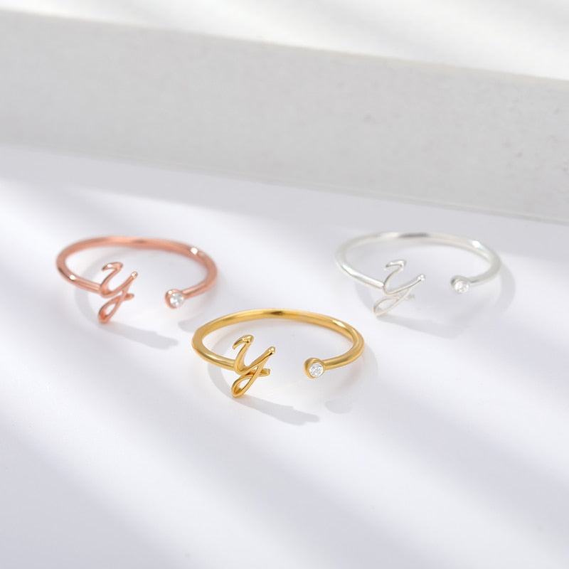 Initial Stone Ring AZ 3 colors [Pre-order item]