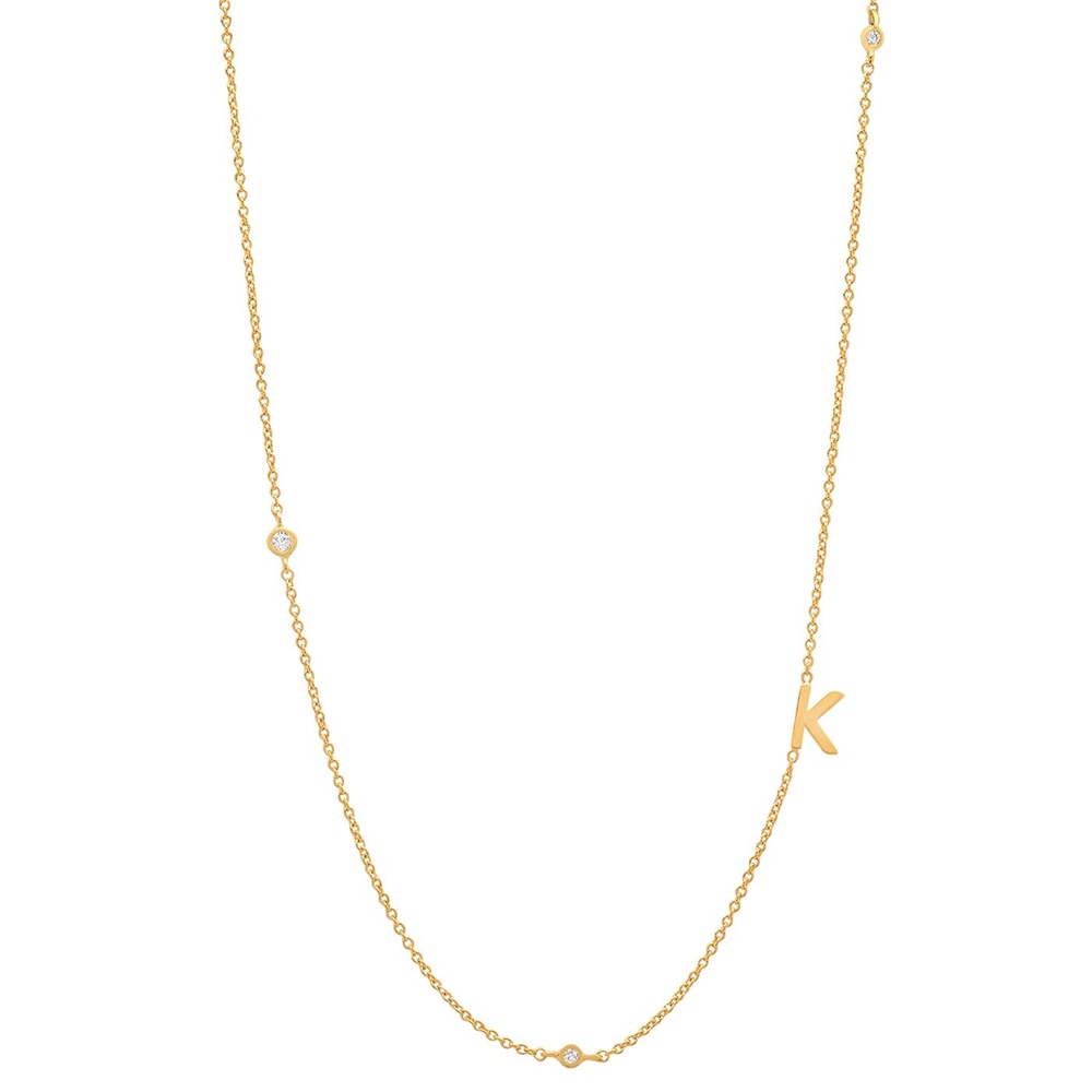 Initial &amp; Stone Necklace Silver/Gold [Pre-order Item]