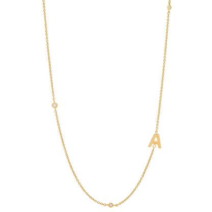 Initial &amp; Stone Necklace Silver/Gold [Pre-order Item]