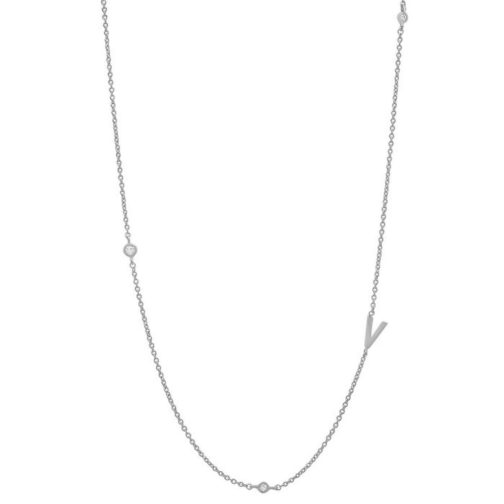 Initial &amp; Stone Necklace Silver/Gold [Pre-order Item]