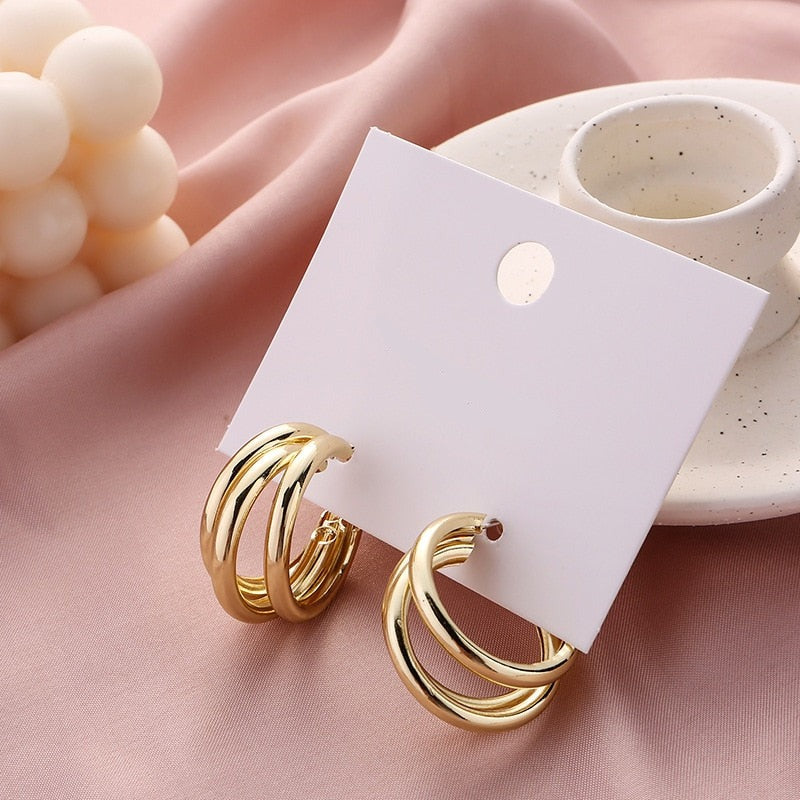 3-row hoop earrings in gold/silver [Fast shipping]
