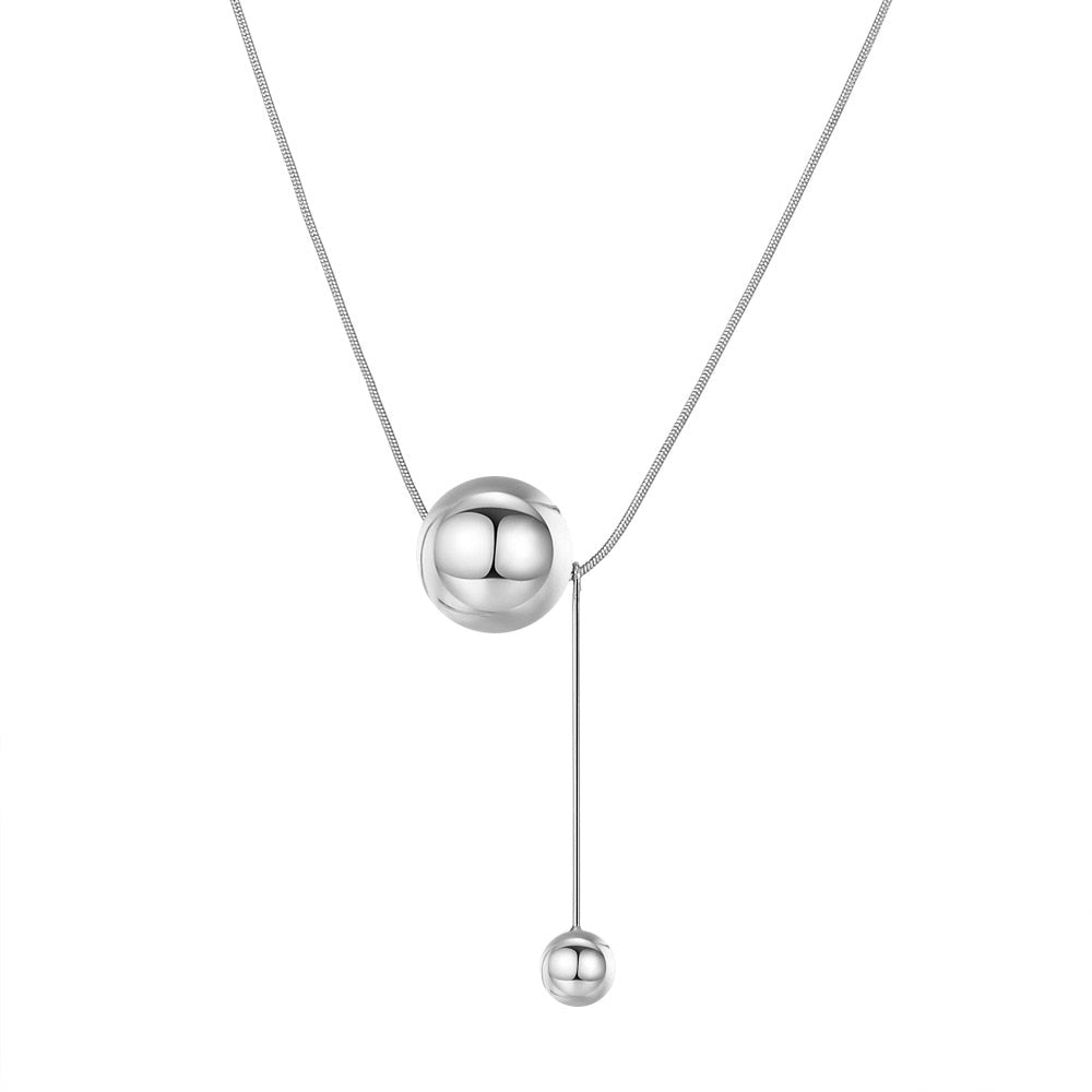 ダブルボール　ネックレス　ゴールド/シルバー　【予約商品】