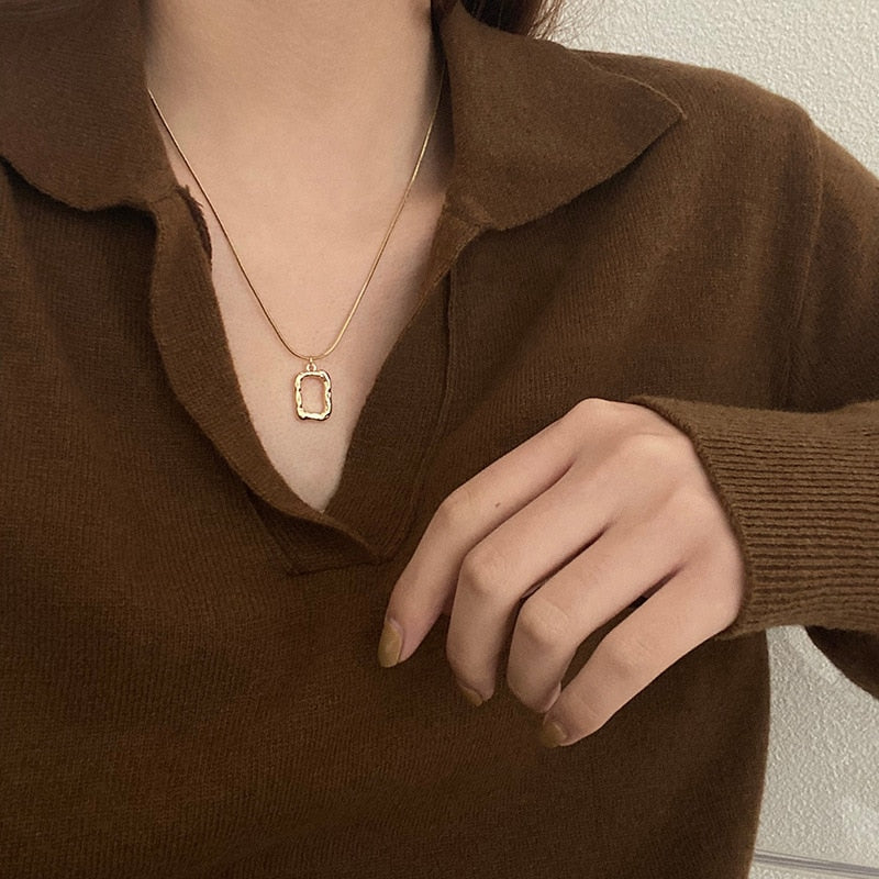 Square Layer Necklace 2P Set Gold/Silver [Fast Shipping]
