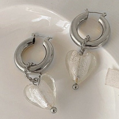 Clear Heart Drop Earrings 4 colors [Pre-order item]