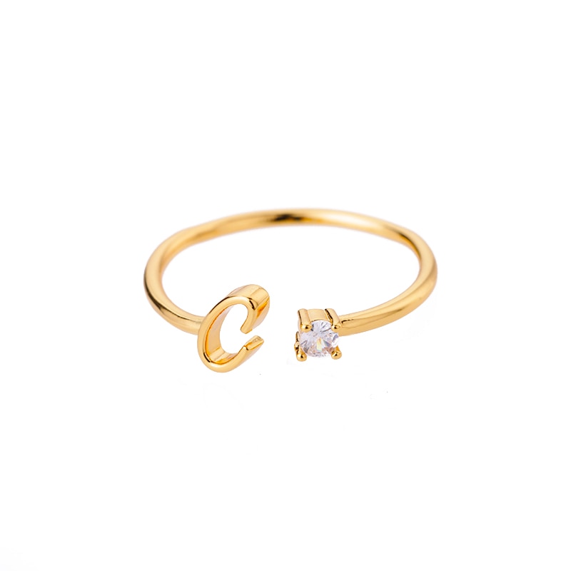 Initial Stone Ring AZ 3 colors [Pre-order item]