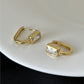 One-point square earrings in gold/silver [Pre-order item]