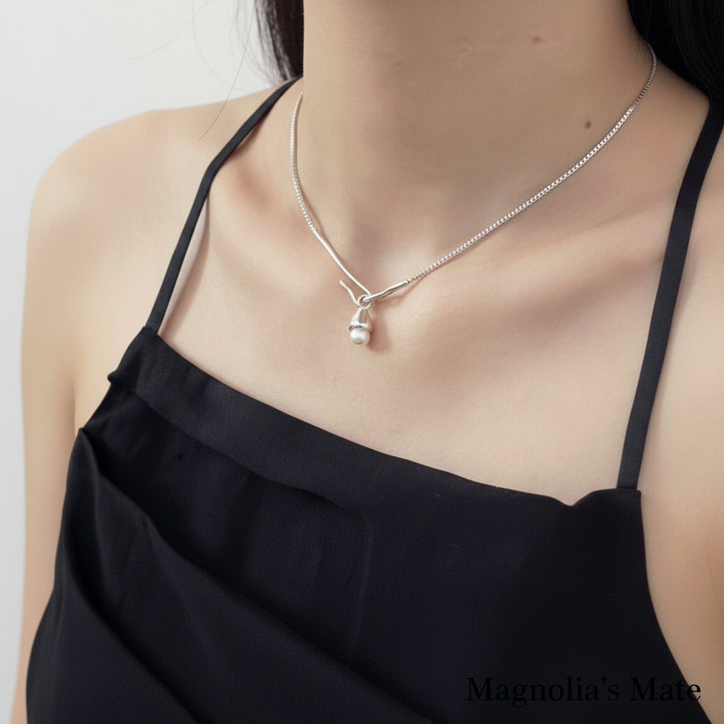 パールフックネックレス　シルバー　【予約商品】