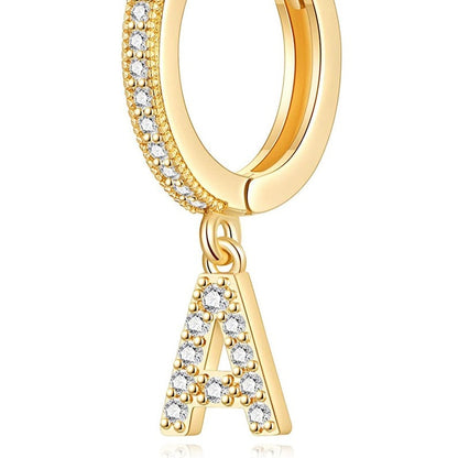 Initial mini hoop earrings 1P AZ Gold [Pre-order item]