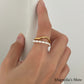 Pearl &amp; Curved Line Ring Gold [Fast Shipping]