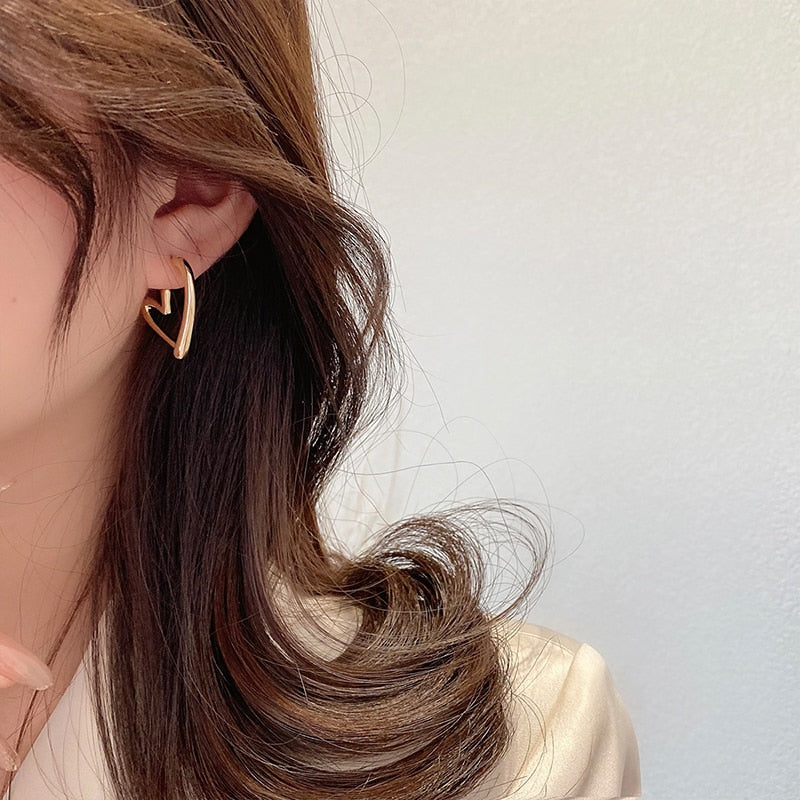 ゴールド ハートフープピアス 18金 フープピアス オープンハート