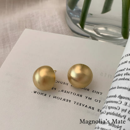 Matte Button Earrings Gold/Silver [Fast Shipping]