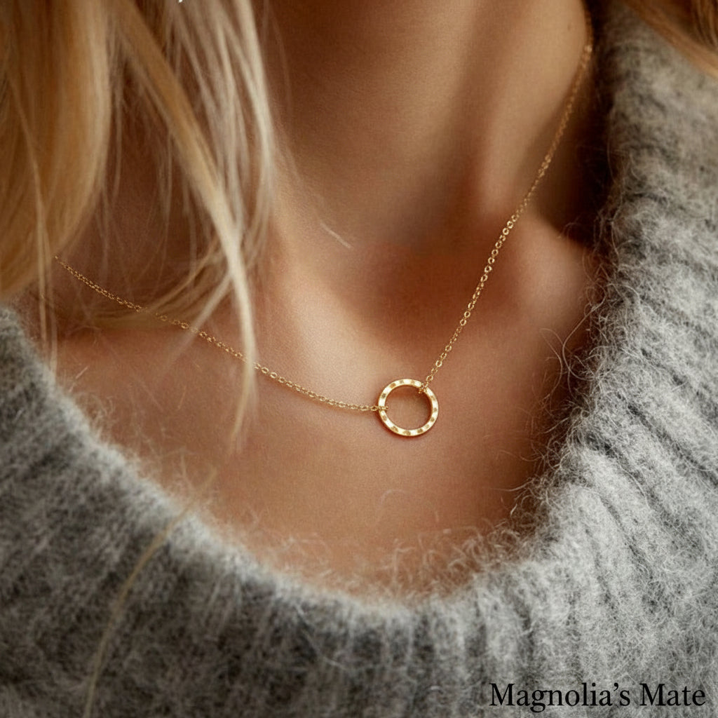 Stainless steel ring necklace silver/gold [Fast delivery]