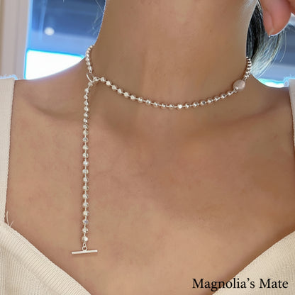 キュービックチェーン　ラリアットネックレス　【スピード配送】