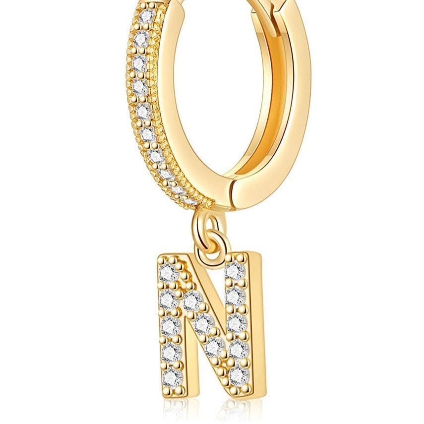 キラキラ フープ ＆ レター イニシャル ピアス ☆GOLD☆S925 キラキラ フープ ＆ レター イニシャル ピアス ☆GOLD☆S925 ピアス