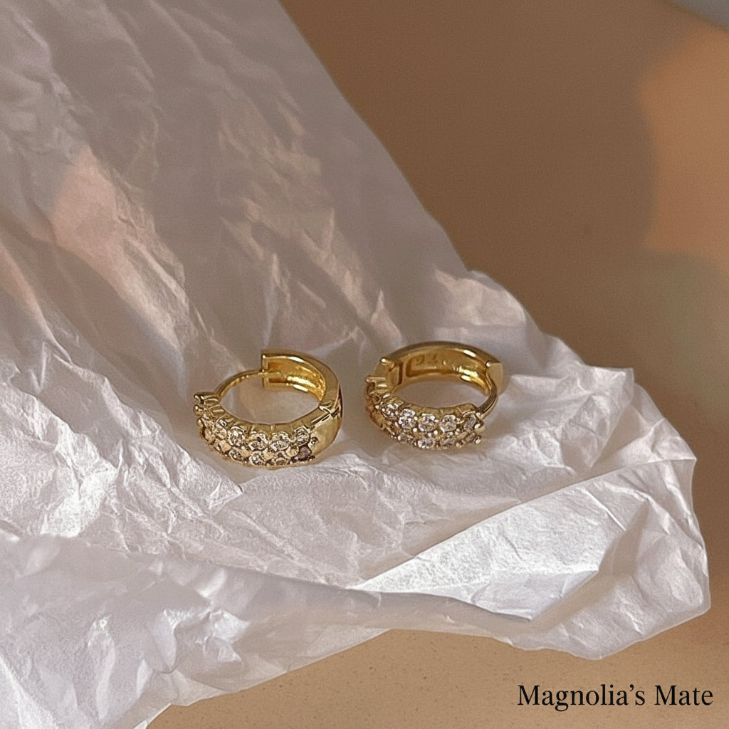 Shiny Gold One-touch Earrings [Fast Shipping]