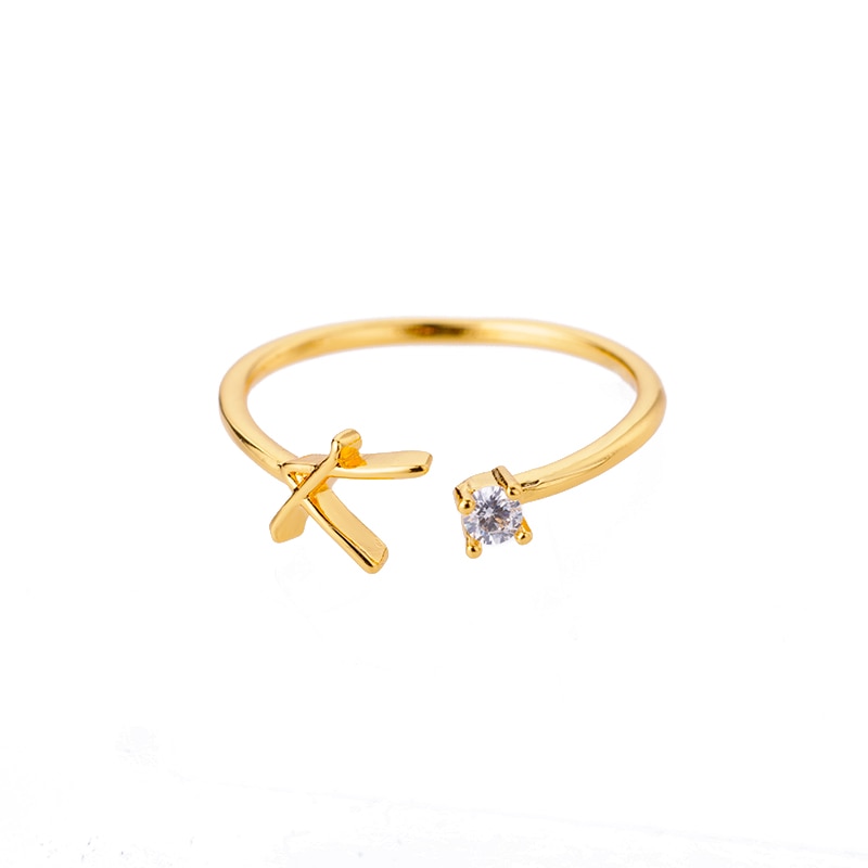 Initial Stone Ring AZ 3 colors [Pre-order item]