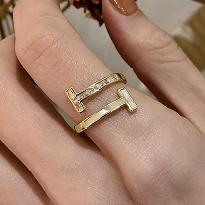 Spiral Double T Ring Gold [Fast Shipping]