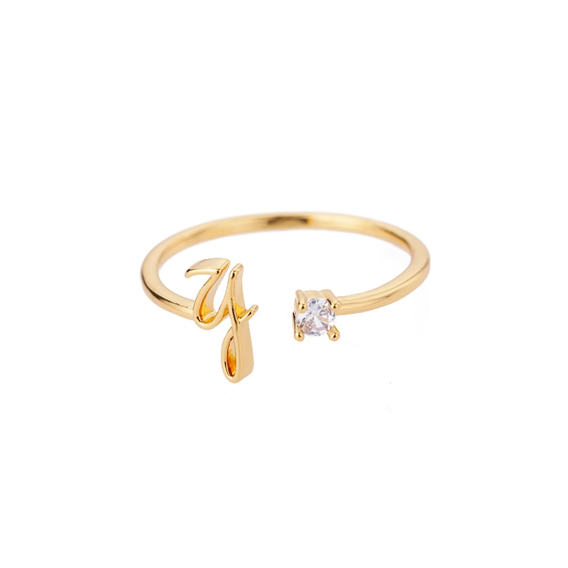 Initial Stone Ring AZ 3 colors [Pre-order item]