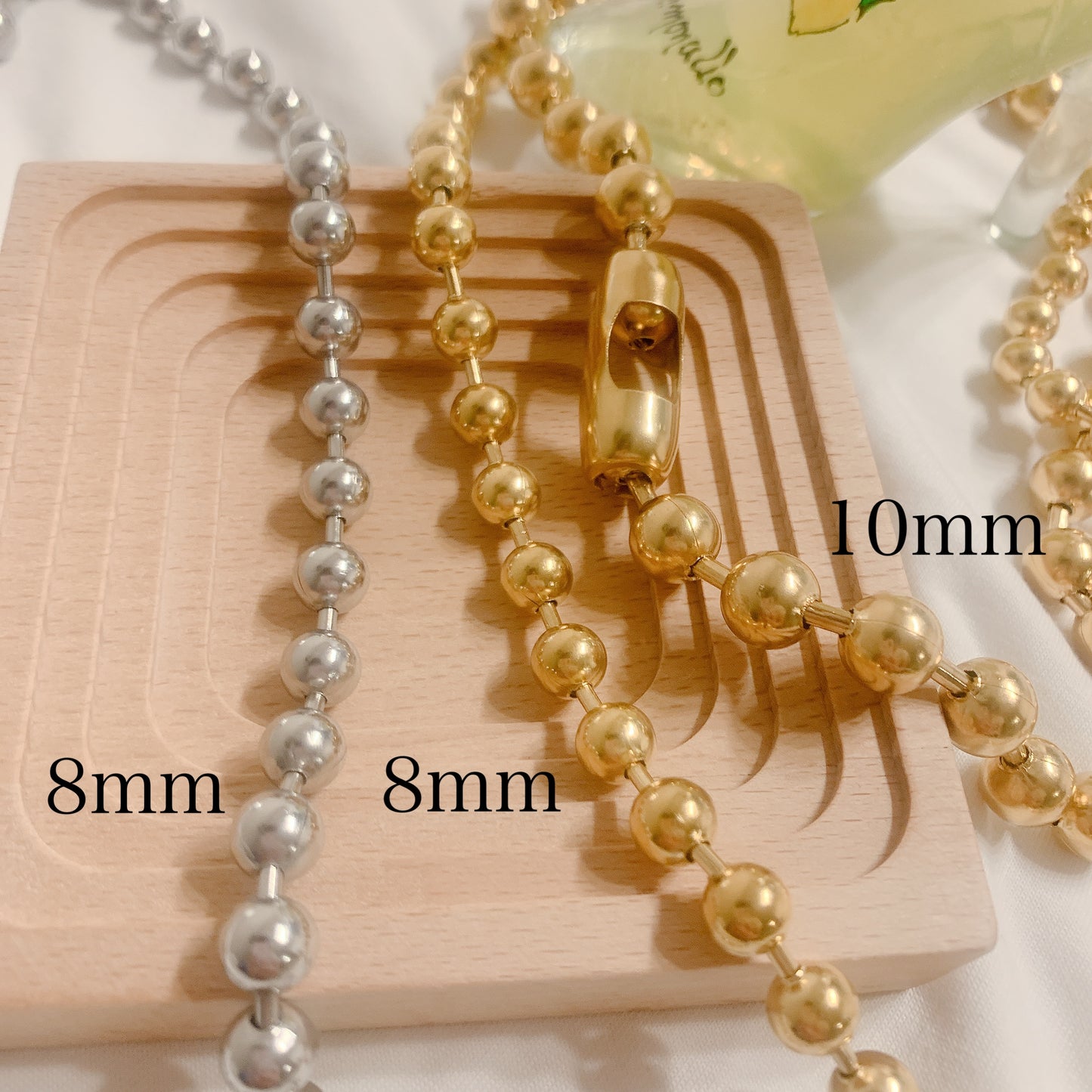 ステンレスボールチェーン　ネックレス　3種　シルバー/ゴールド　【予約商品】