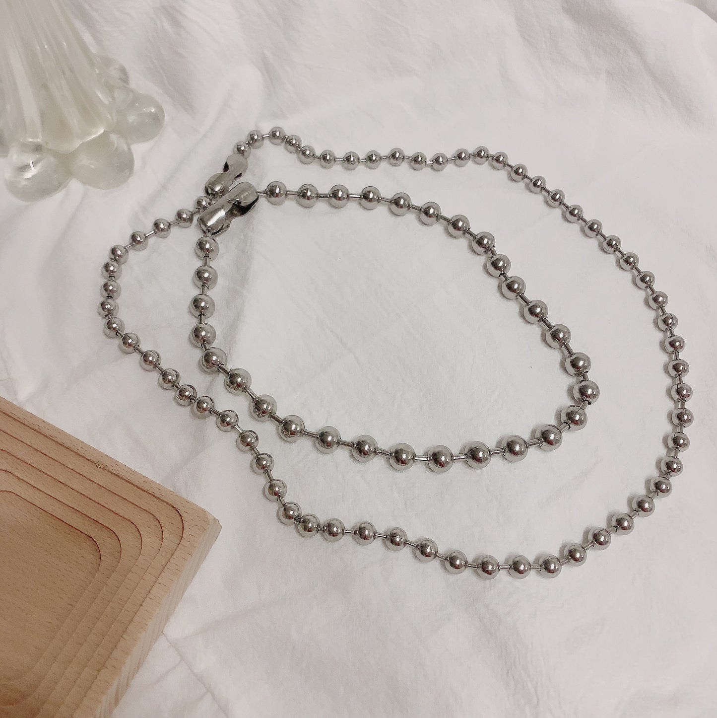 ステンレスボールチェーン　ネックレス　3種　シルバー/ゴールド　【予約商品】