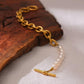 Half Natural Pearl Chain Bracelet Gold [Pre-order Item]