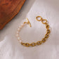 Half Natural Pearl Chain Bracelet Gold [Pre-order Item]